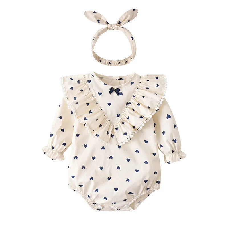 100% Cotton Polka Dot Triangle Romper with Headband