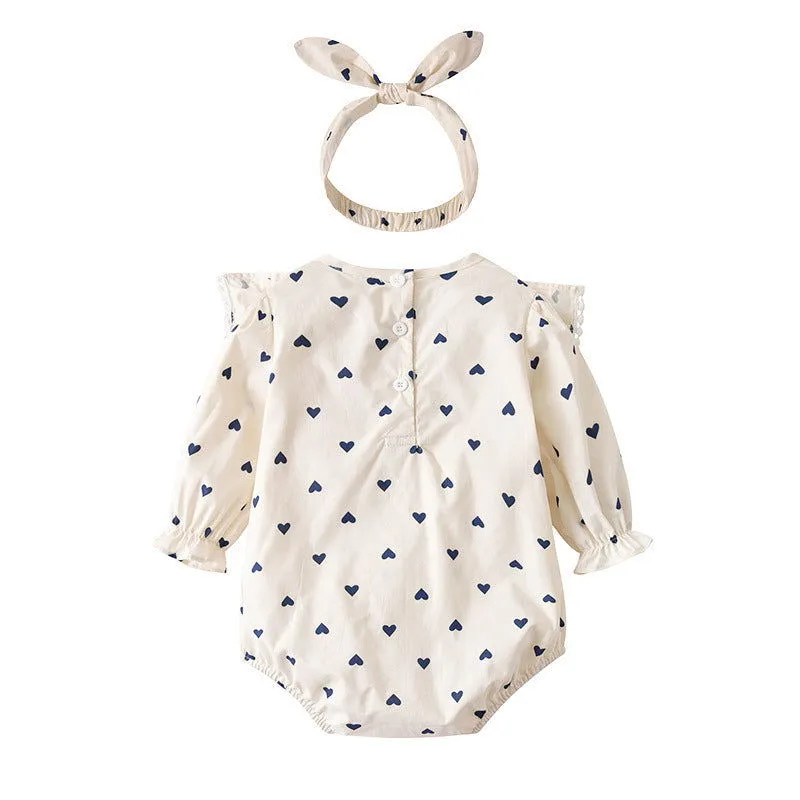 100% Cotton Polka Dot Triangle Romper with Headband