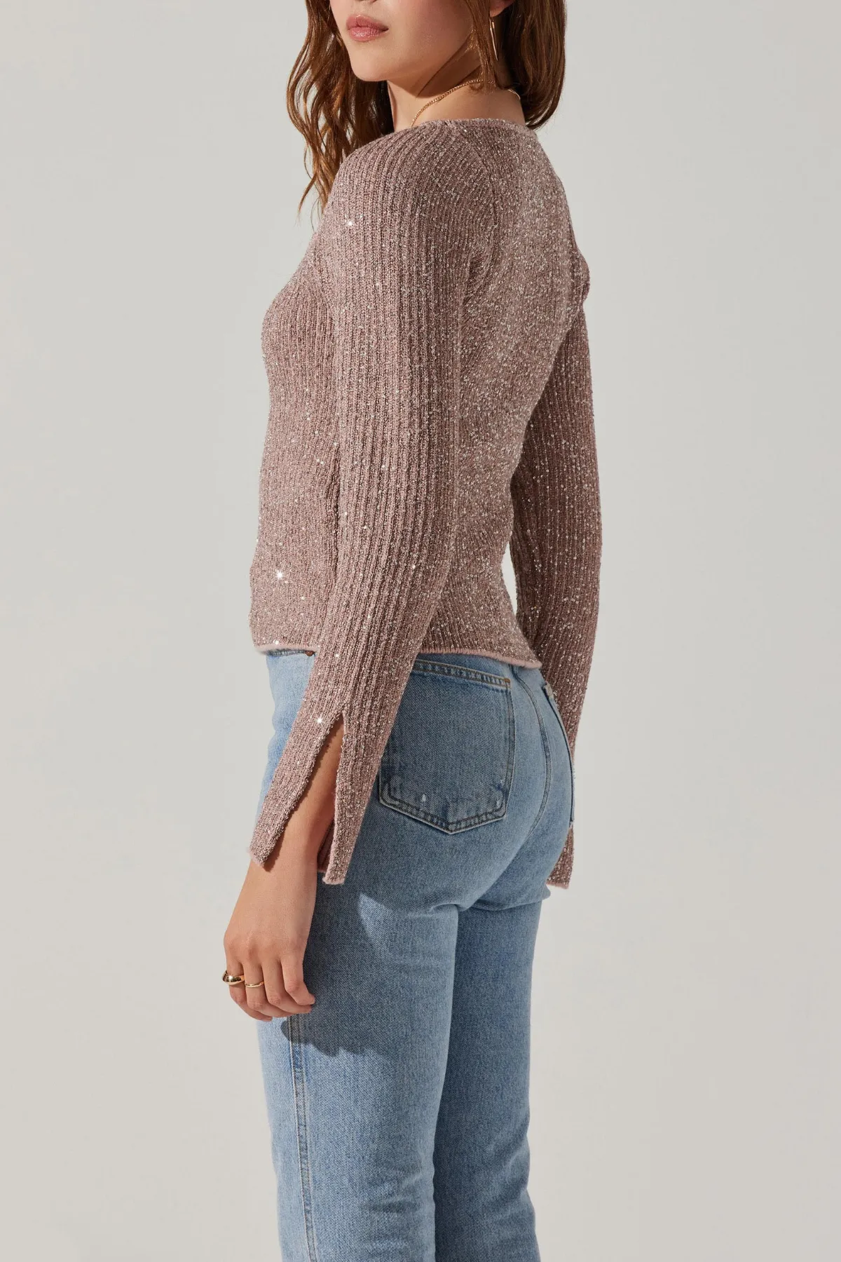 ASTR THE LABEL - MARINA EMBELLISHED SQUARE NECK SWEATER