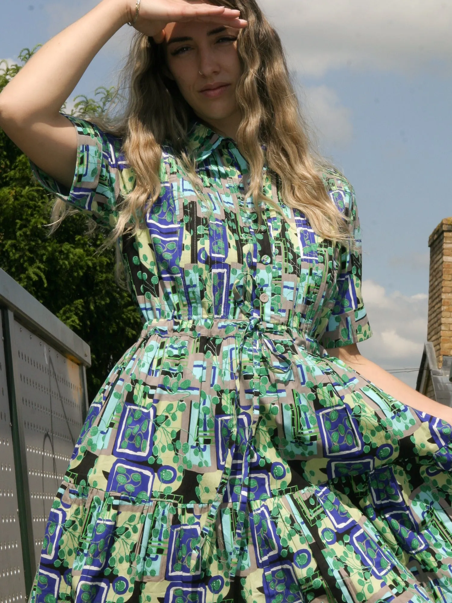 Ayodele Green Drawstring Dress