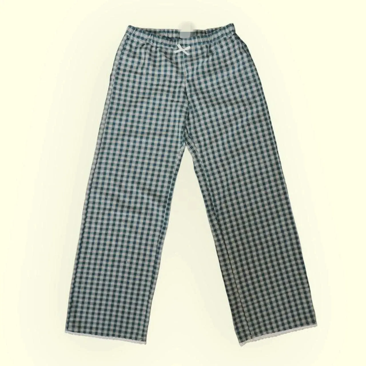Back To School Joskaa Women's Y2K Retro Vintage Casual Plaid Long Pants Bow Wide Elastic Mid Waist Aesthetic Street Loose Straight Trousers