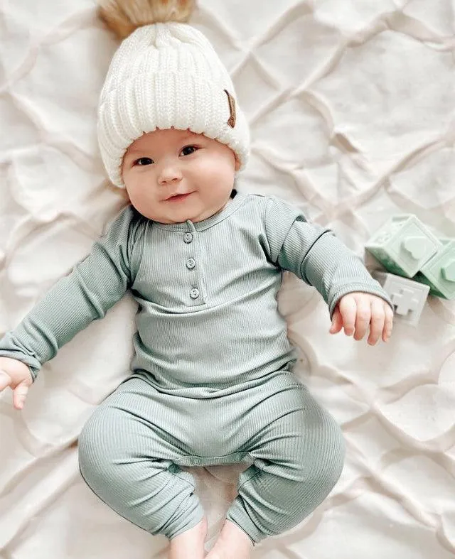 Bamboo Ribbed Long Sleeve Romper