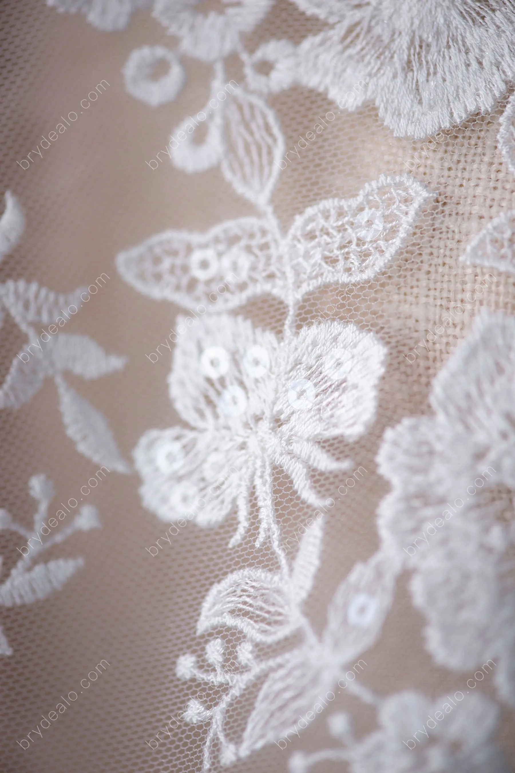 Beautiful Sequin Flower Bridal Lace Fabric Online