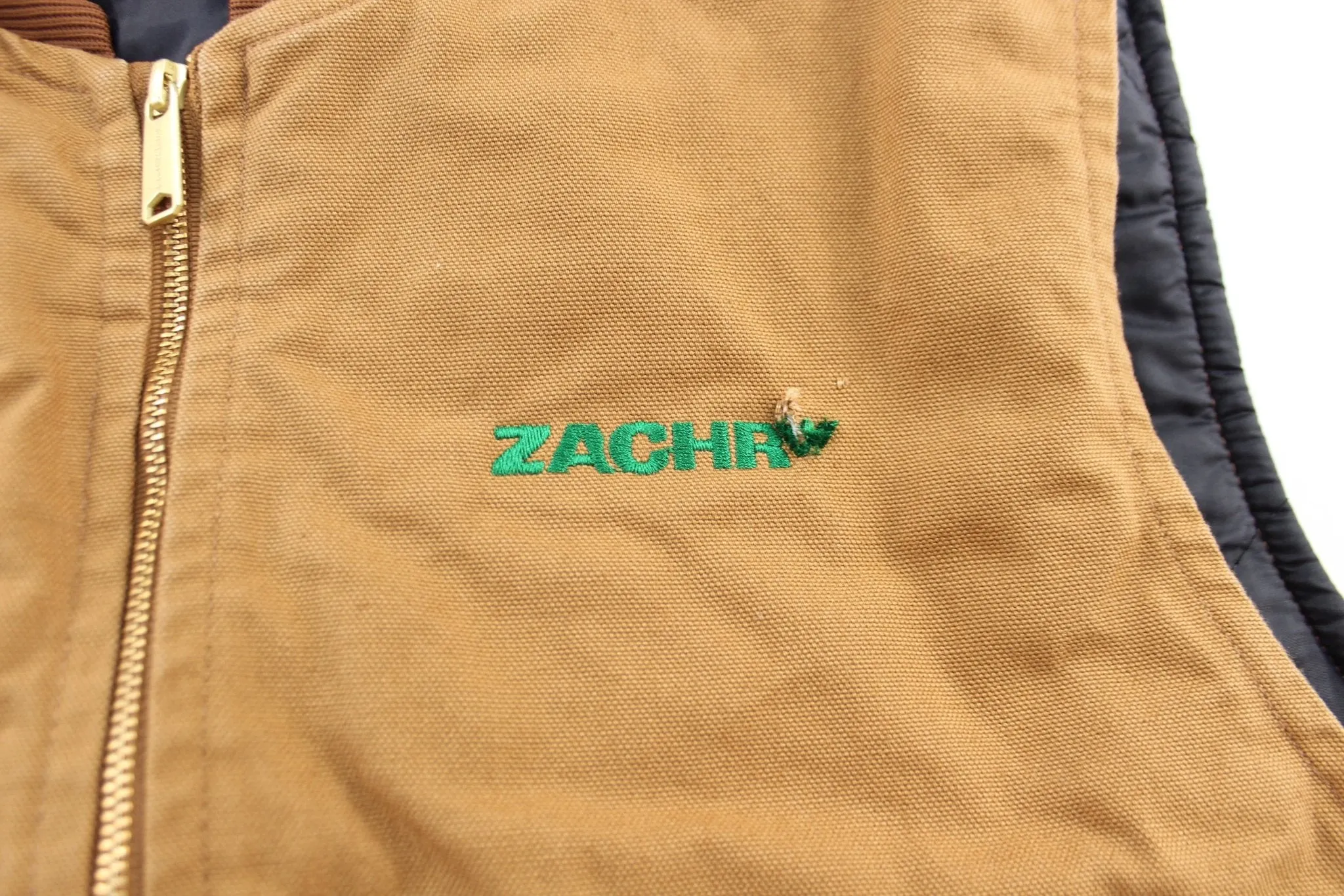 Carhartt Logo Patch Tan Quilted Zip Up Vest