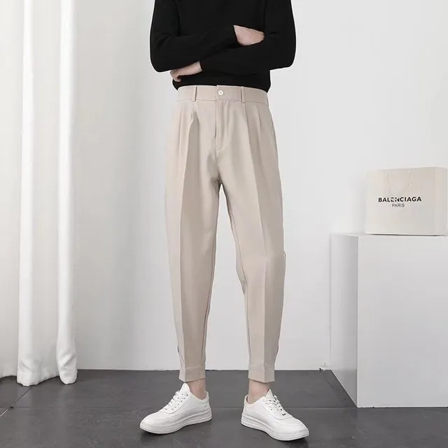 Elastic Waist Slim Korean Pants