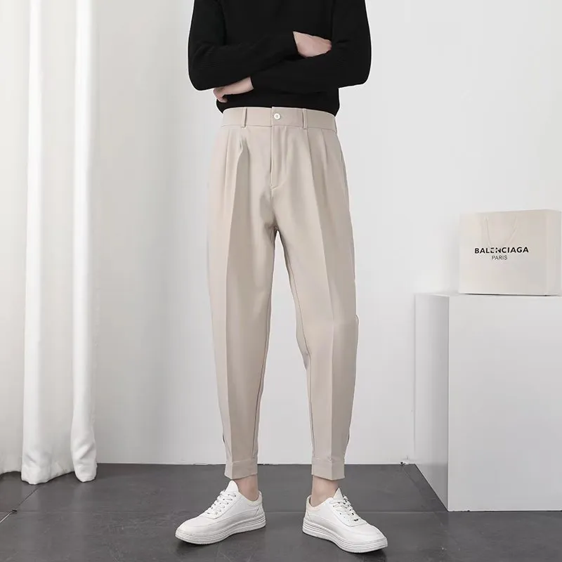 Elastic Waist Slim Korean Pants