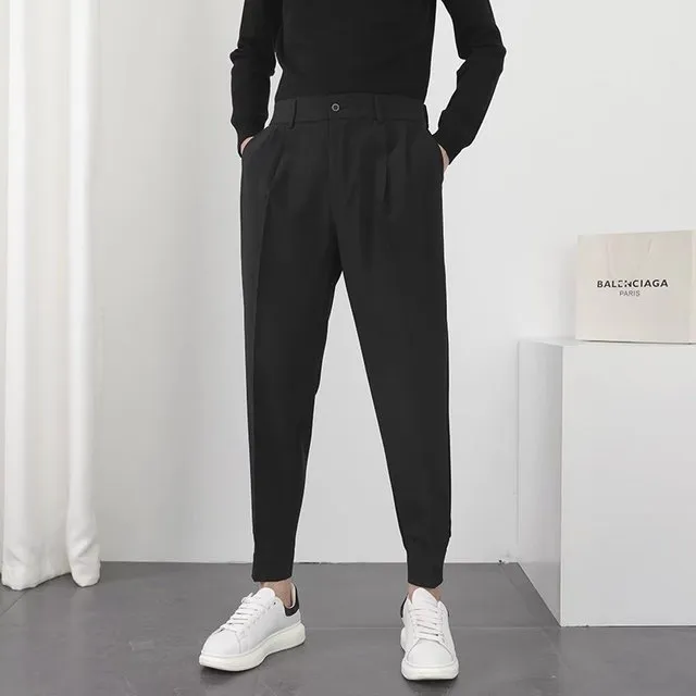 Elastic Waist Slim Korean Pants