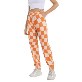 Elastic Waist Tapered Sweatpants Checkered Groovy Retro