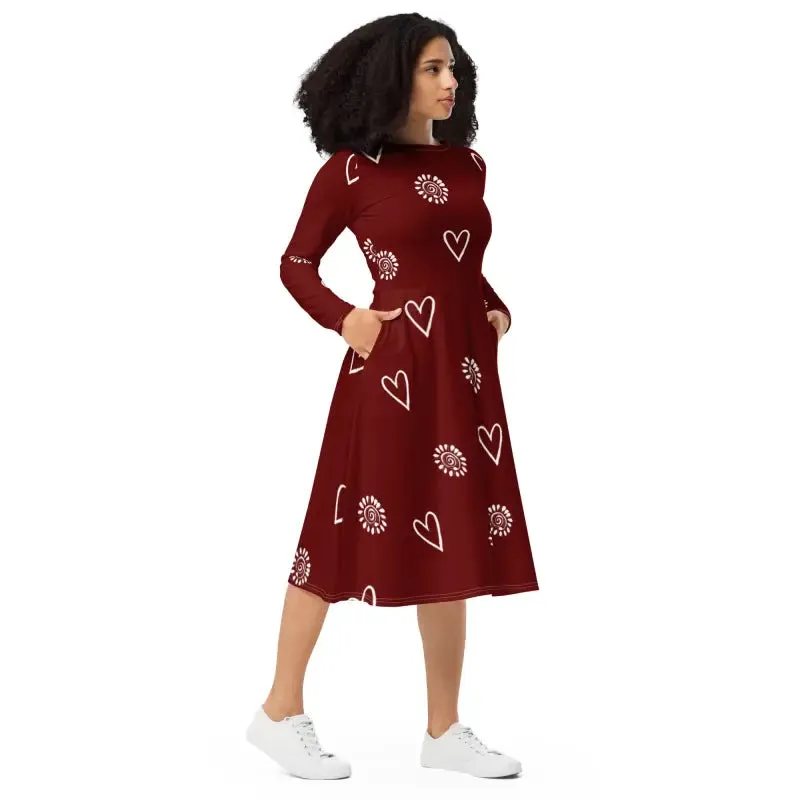 Flirty Long Sleeve Midi Dress Magic