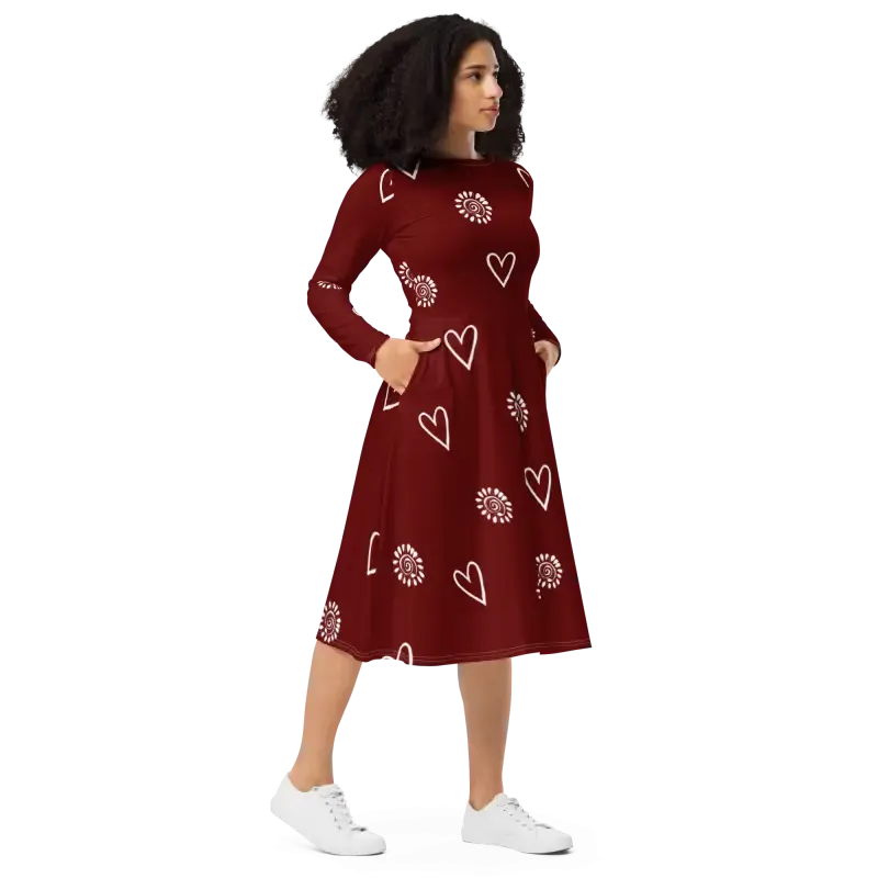 Flirty Long Sleeve Midi Dress Magic