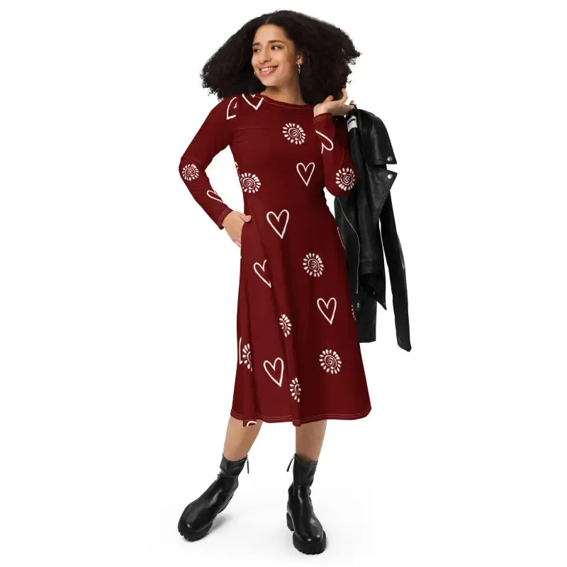Flirty Long Sleeve Midi Dress Magic