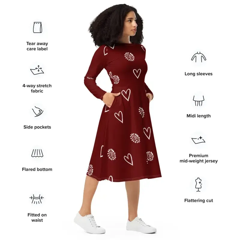 Flirty Long Sleeve Midi Dress Magic