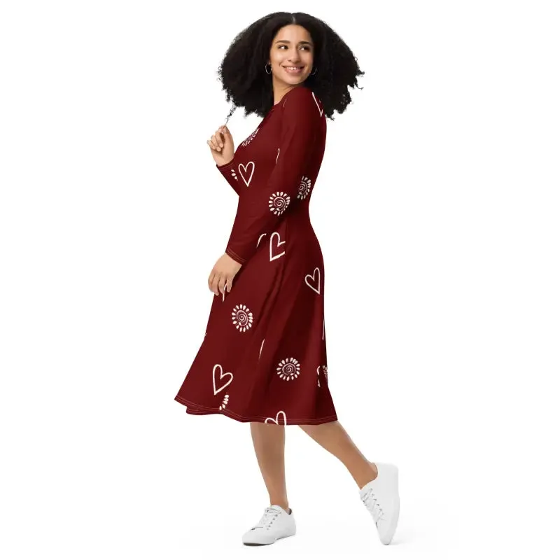 Flirty Long Sleeve Midi Dress Magic