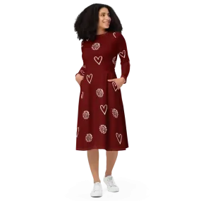 Flirty Long Sleeve Midi Dress Magic
