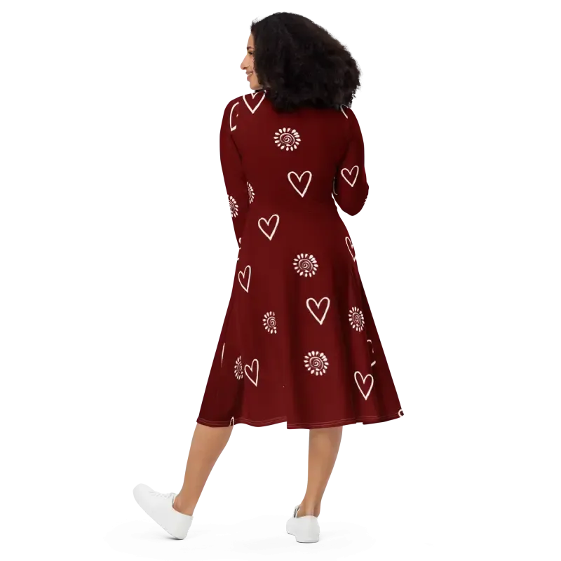 Flirty Long Sleeve Midi Dress Magic
