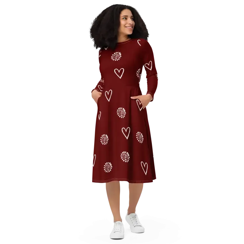 Flirty Long Sleeve Midi Dress Magic