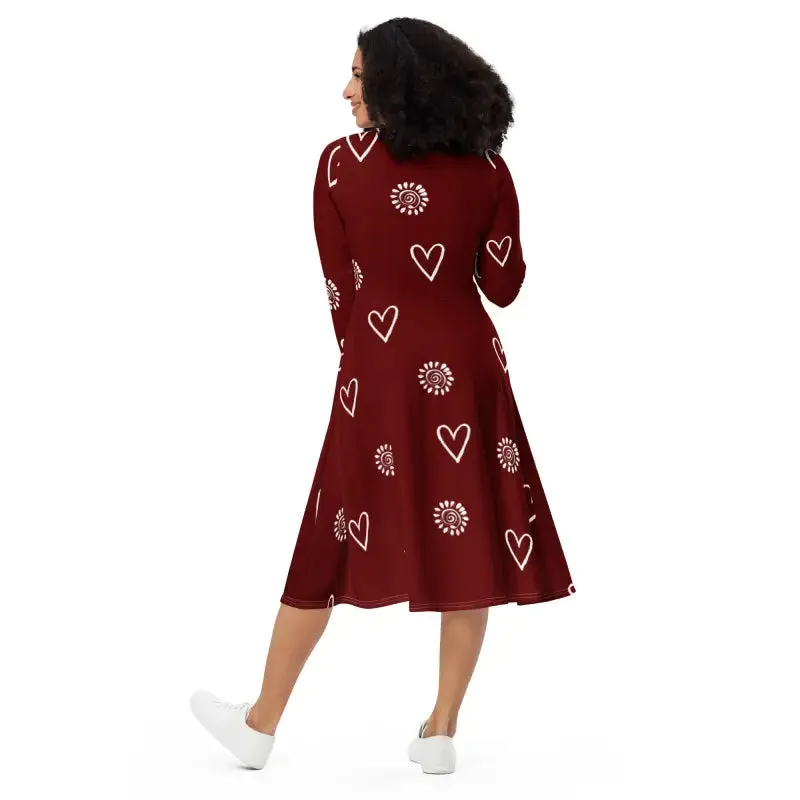 Flirty Long Sleeve Midi Dress Magic