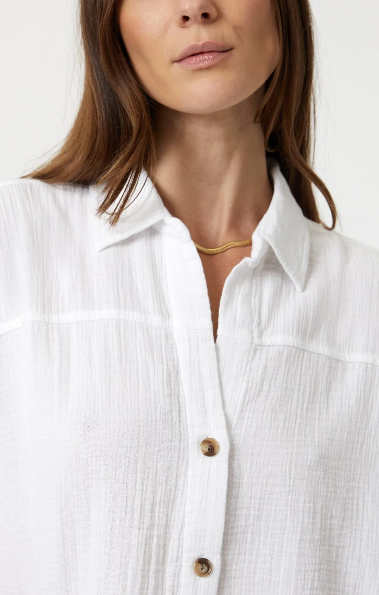 GAUZE SHORT SLEEVE SHIRT IN ANTIQUE WHITE