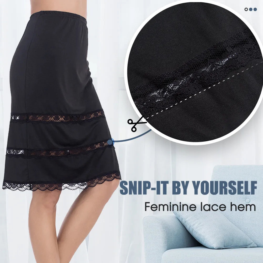 Half Slips for Women Underskirt Dress Extender Lace Trim Knee Length Midi Skirt 14-25" Length