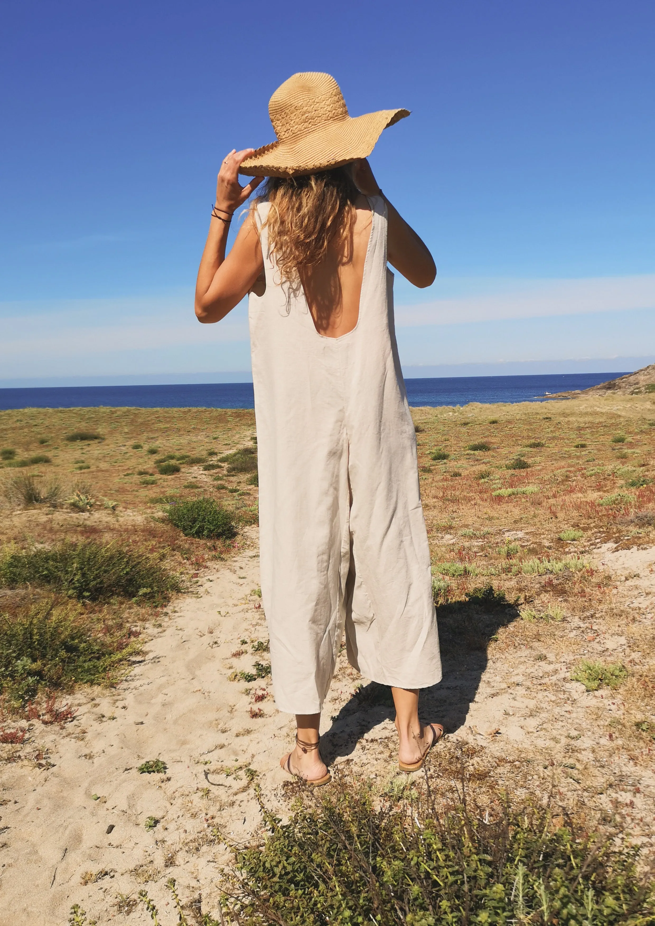 HOMEMADE - JUMPSUIT WIDE - LINEN - natural white