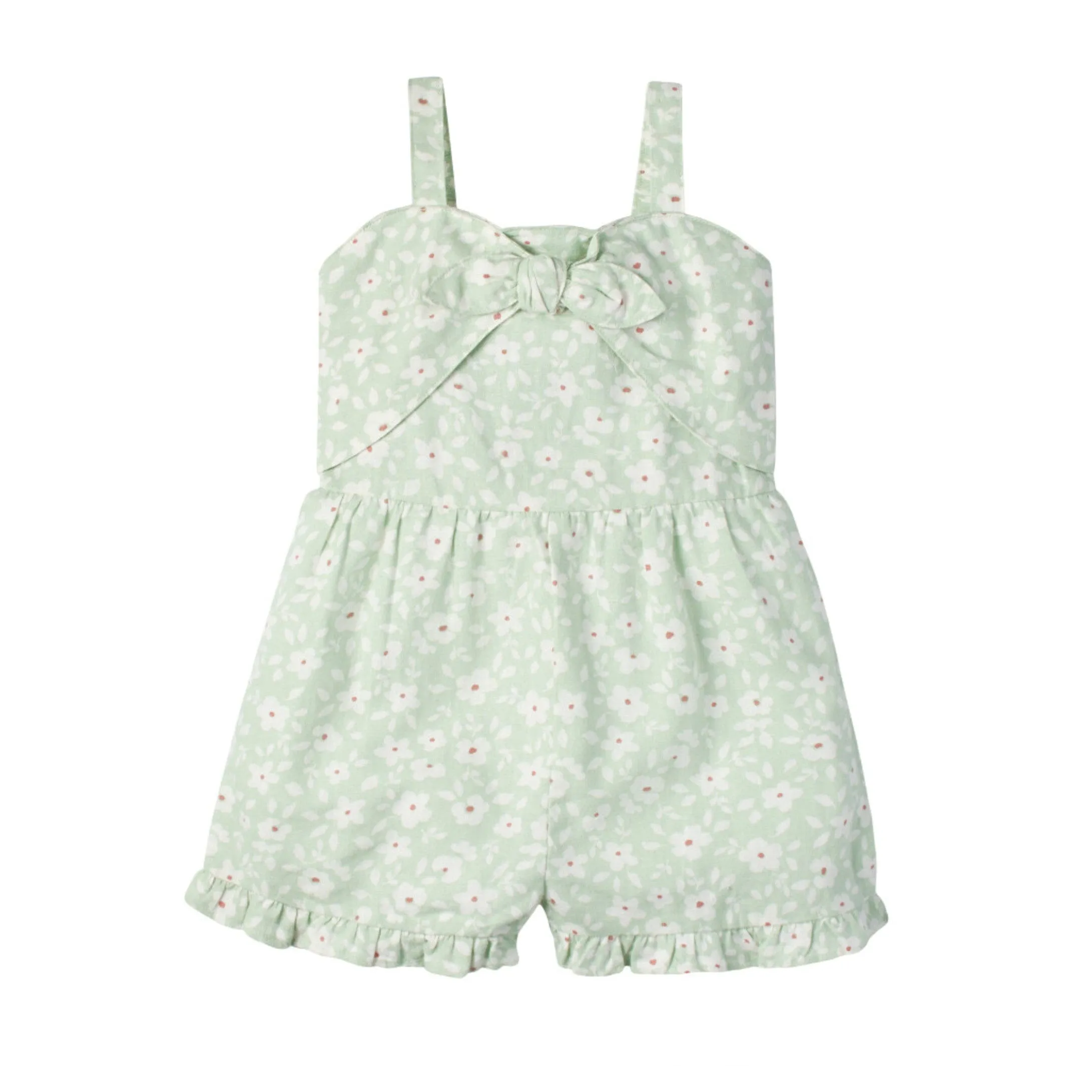 Infant and Toddler Girls Mint Floral Romper