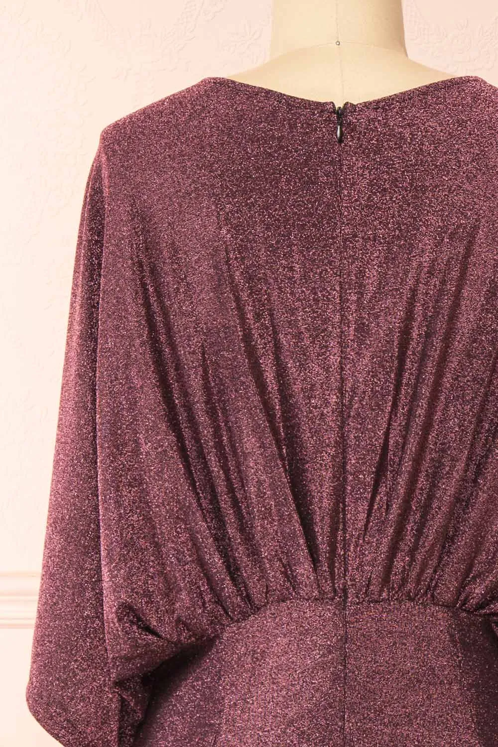 Isuma | Shimmery Midi Dress w/ Short Batwing Sleeves
