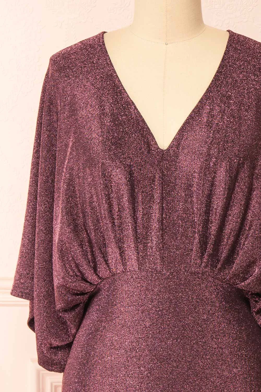 Isuma | Shimmery Midi Dress w/ Short Batwing Sleeves