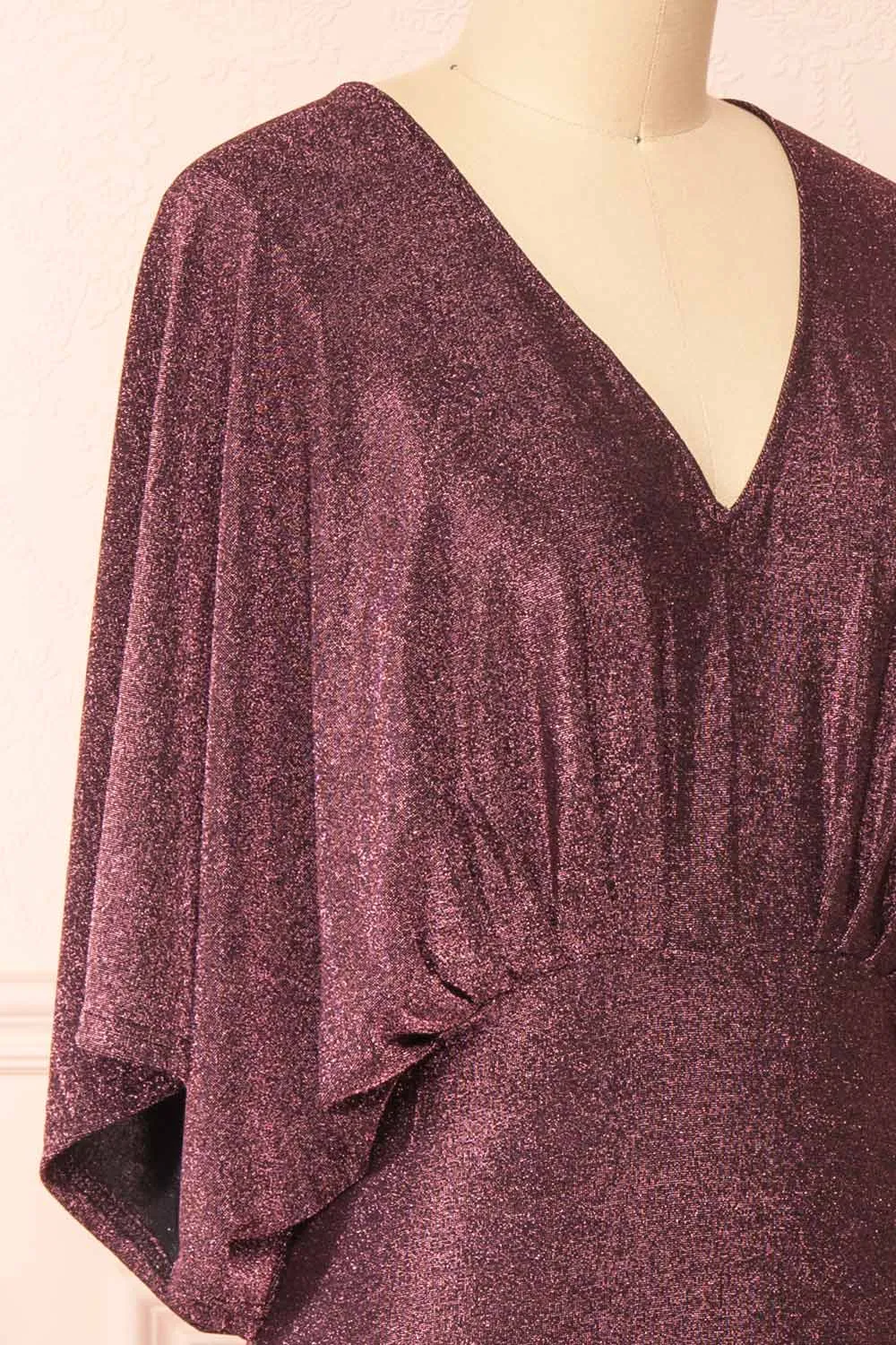Isuma | Shimmery Midi Dress w/ Short Batwing Sleeves