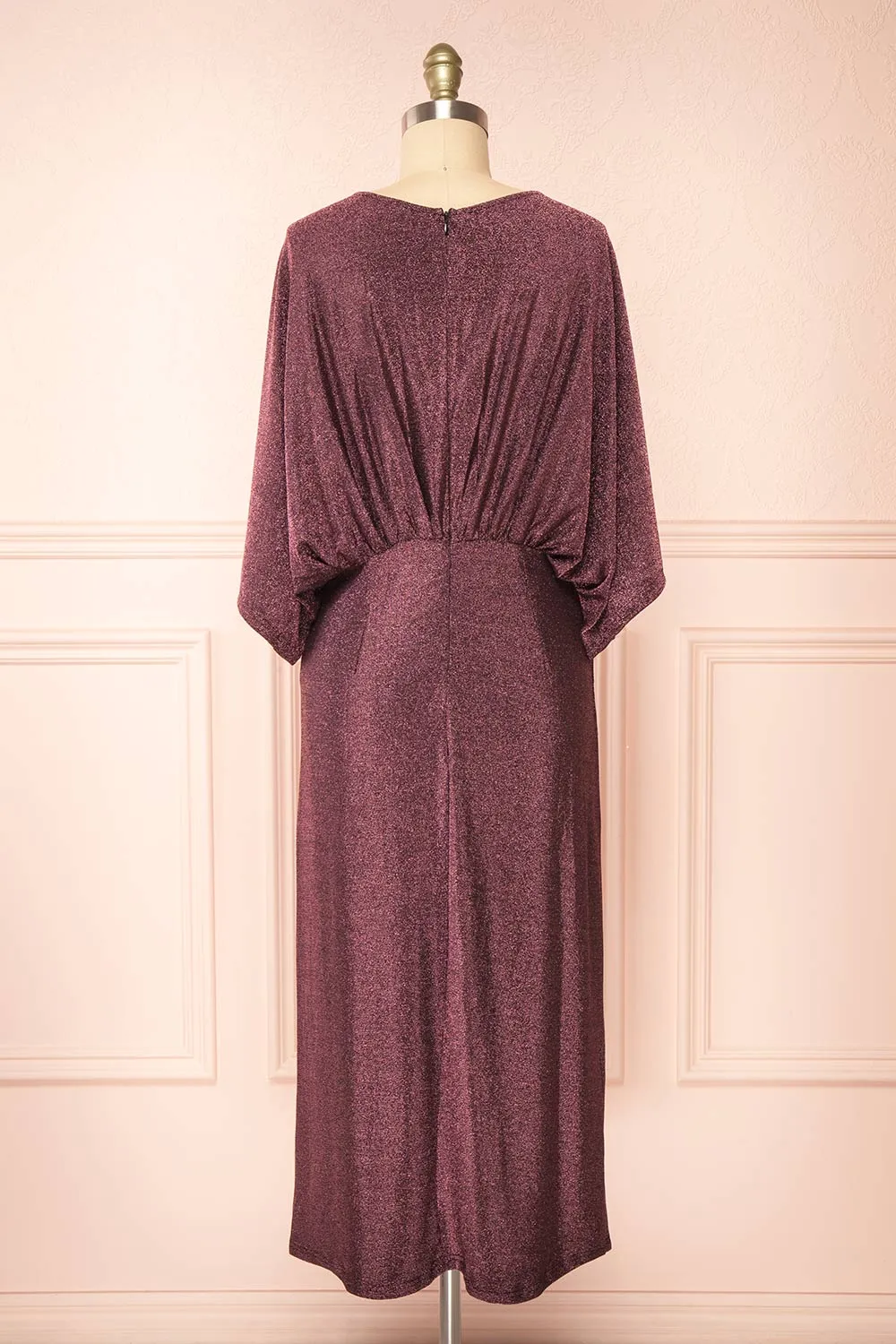 Isuma | Shimmery Midi Dress w/ Short Batwing Sleeves