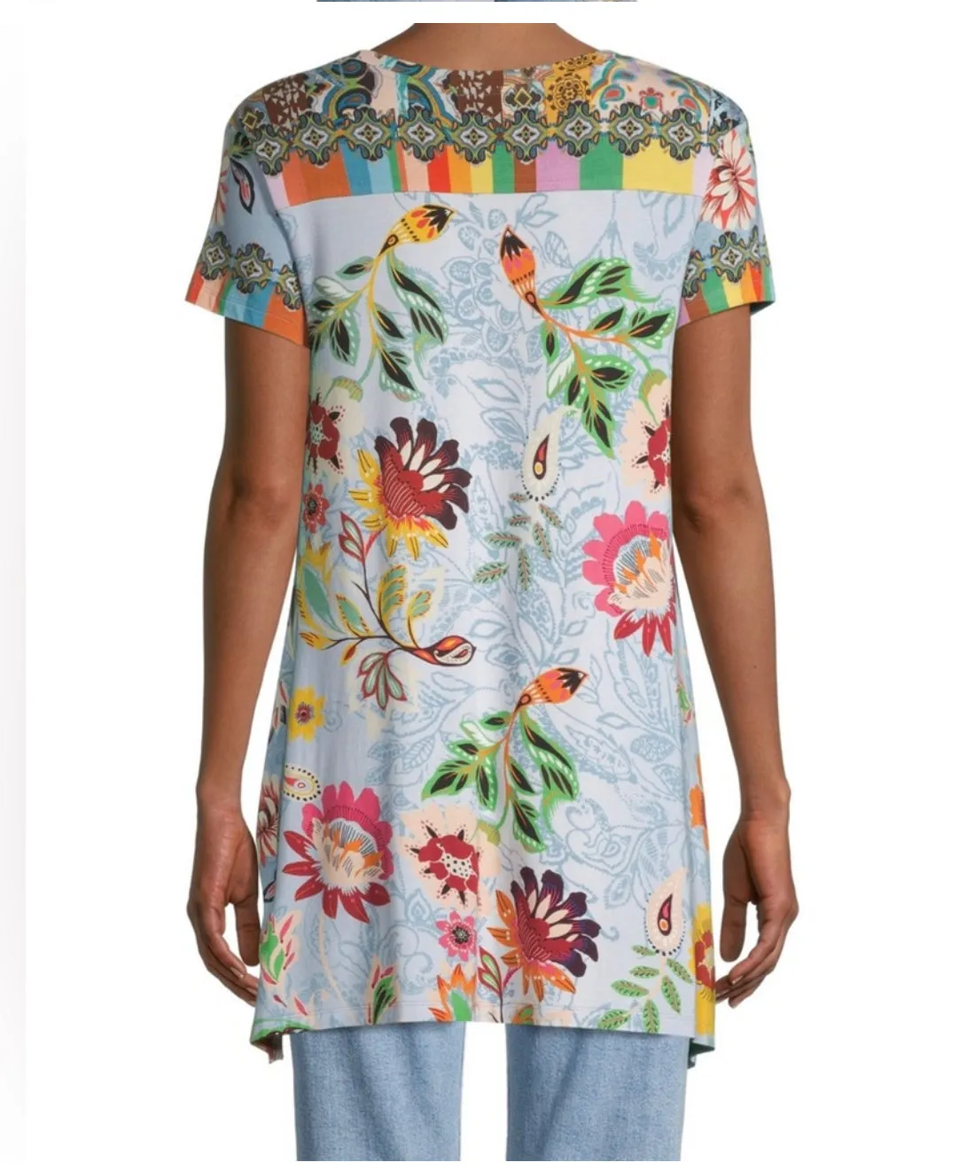 Johnny Was Rainbow Floral Drape Tunic Size XLarge