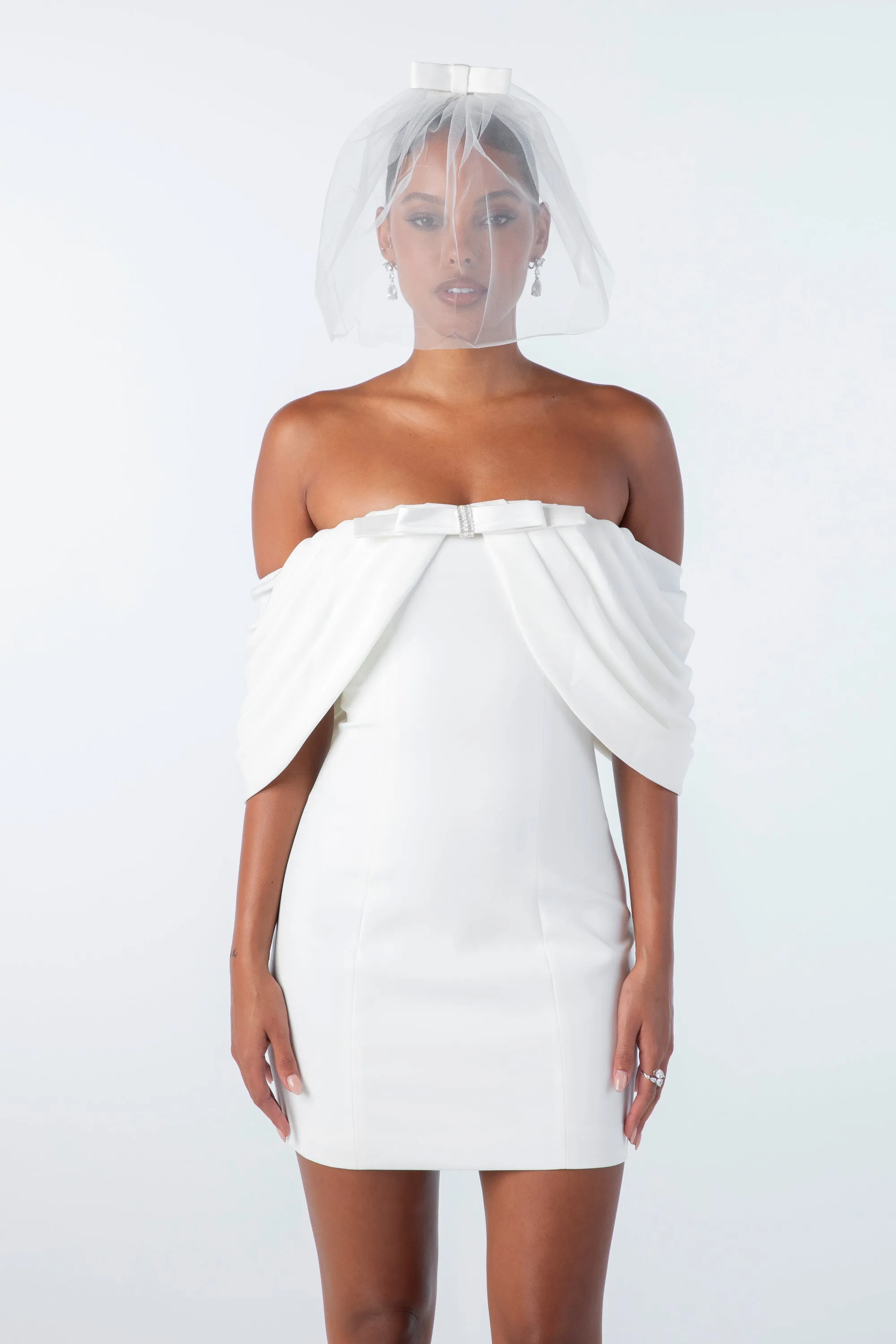 Kate Bow Dress (White)