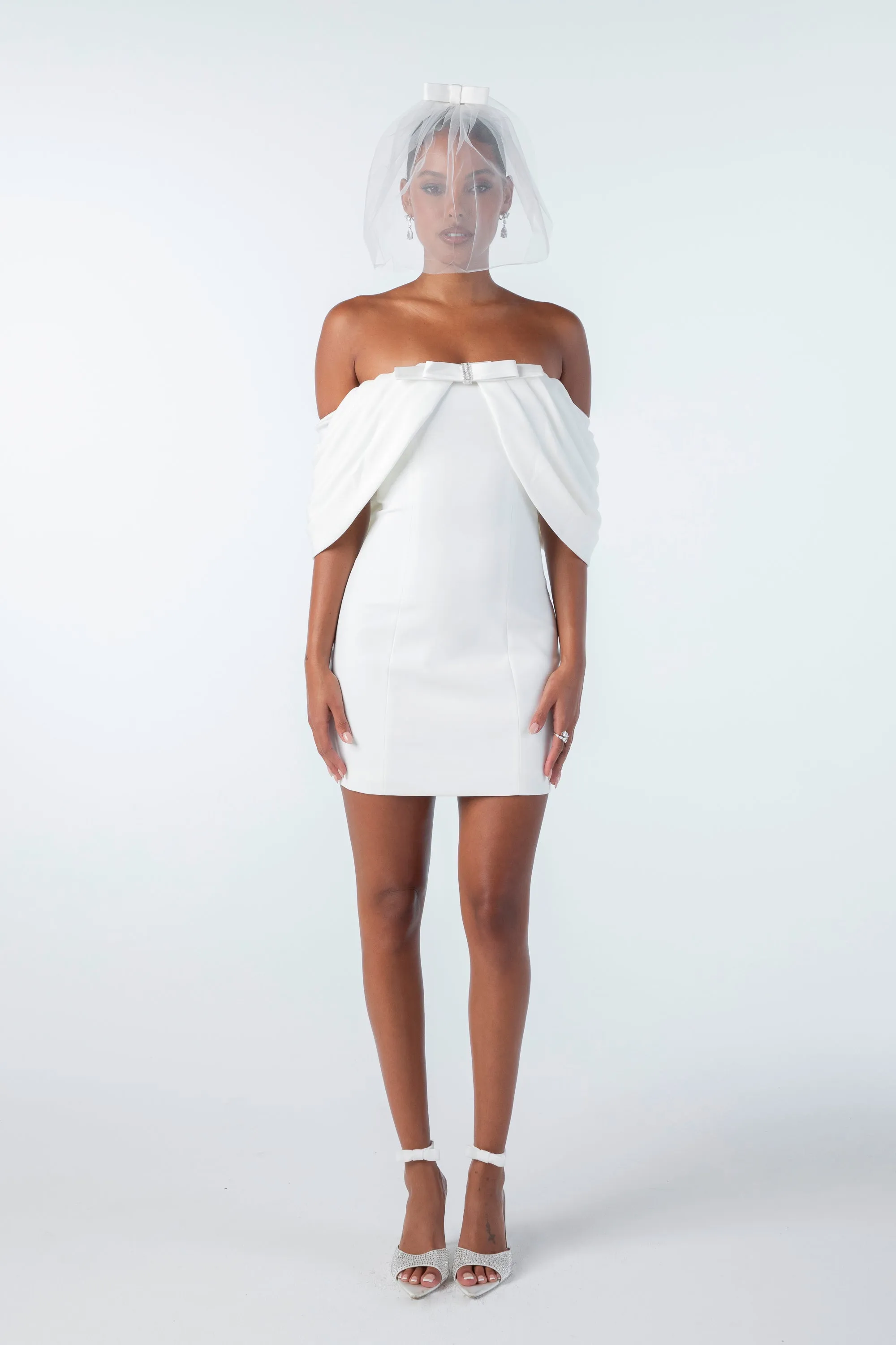 Kate Bow Dress (White)
