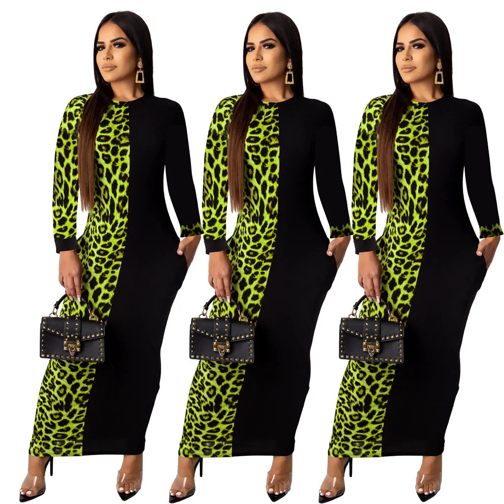 Leopard Print Contrast Dress