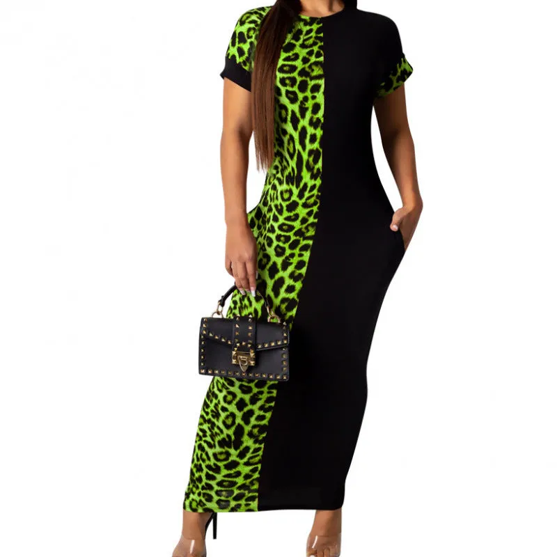 Leopard Print Contrast Dress
