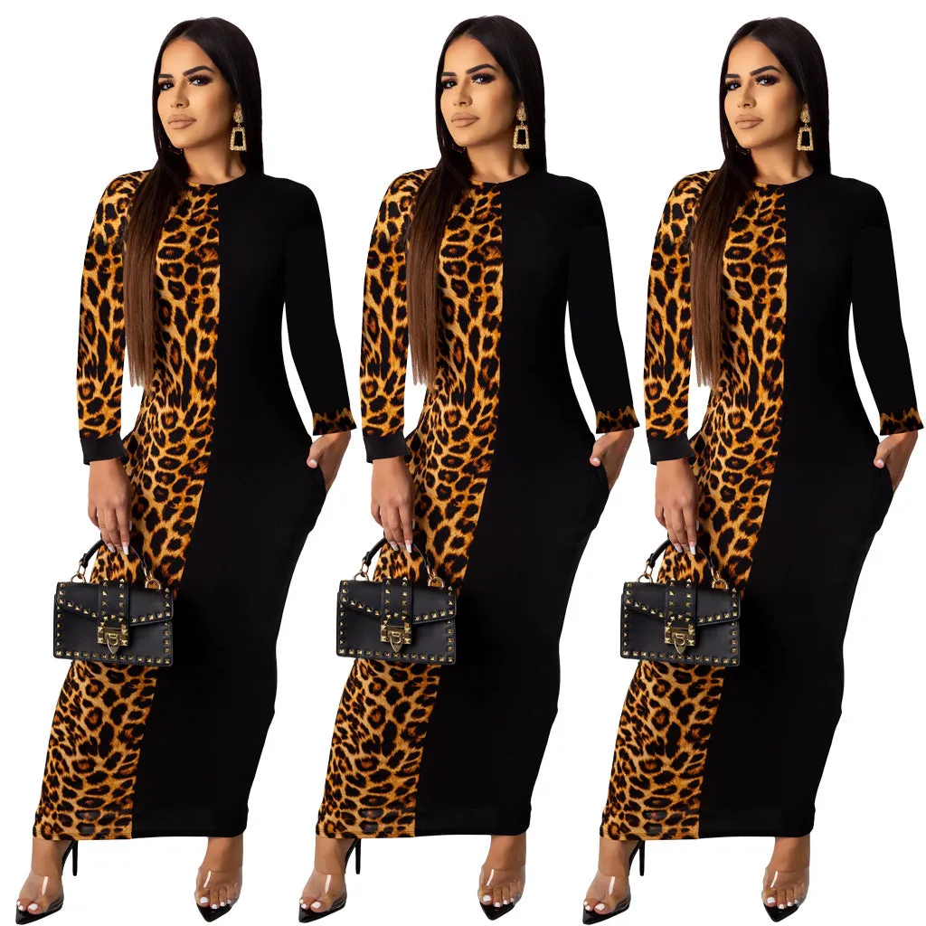 Leopard Print Contrast Dress