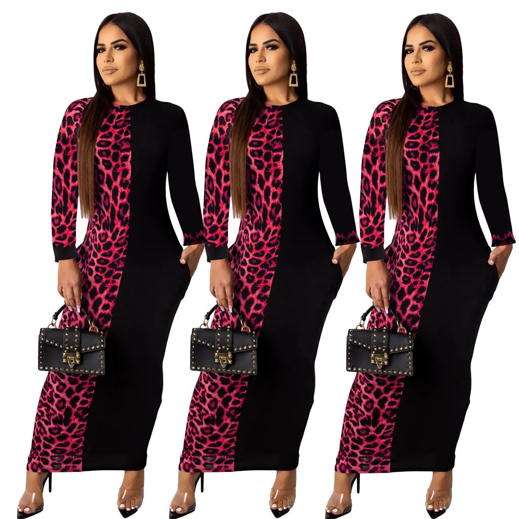 Leopard Print Contrast Dress