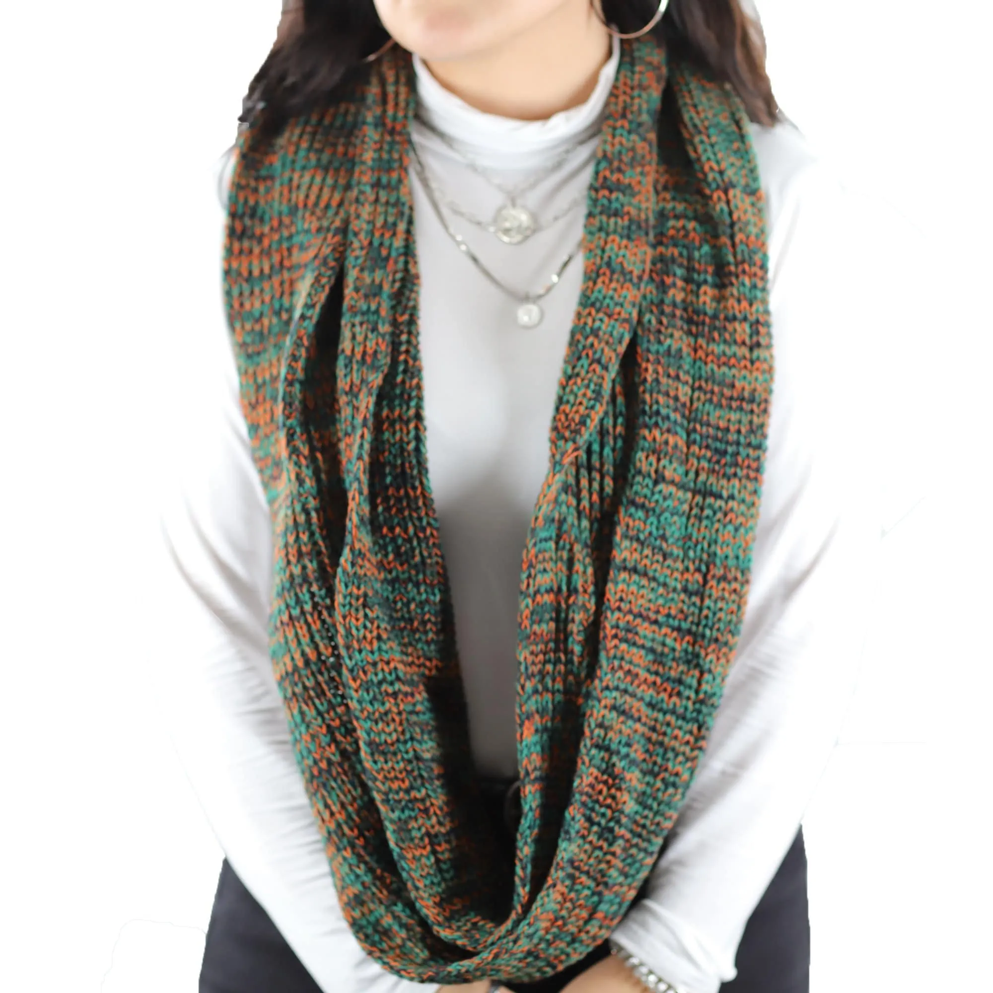 Marled Yarn Snood - Green