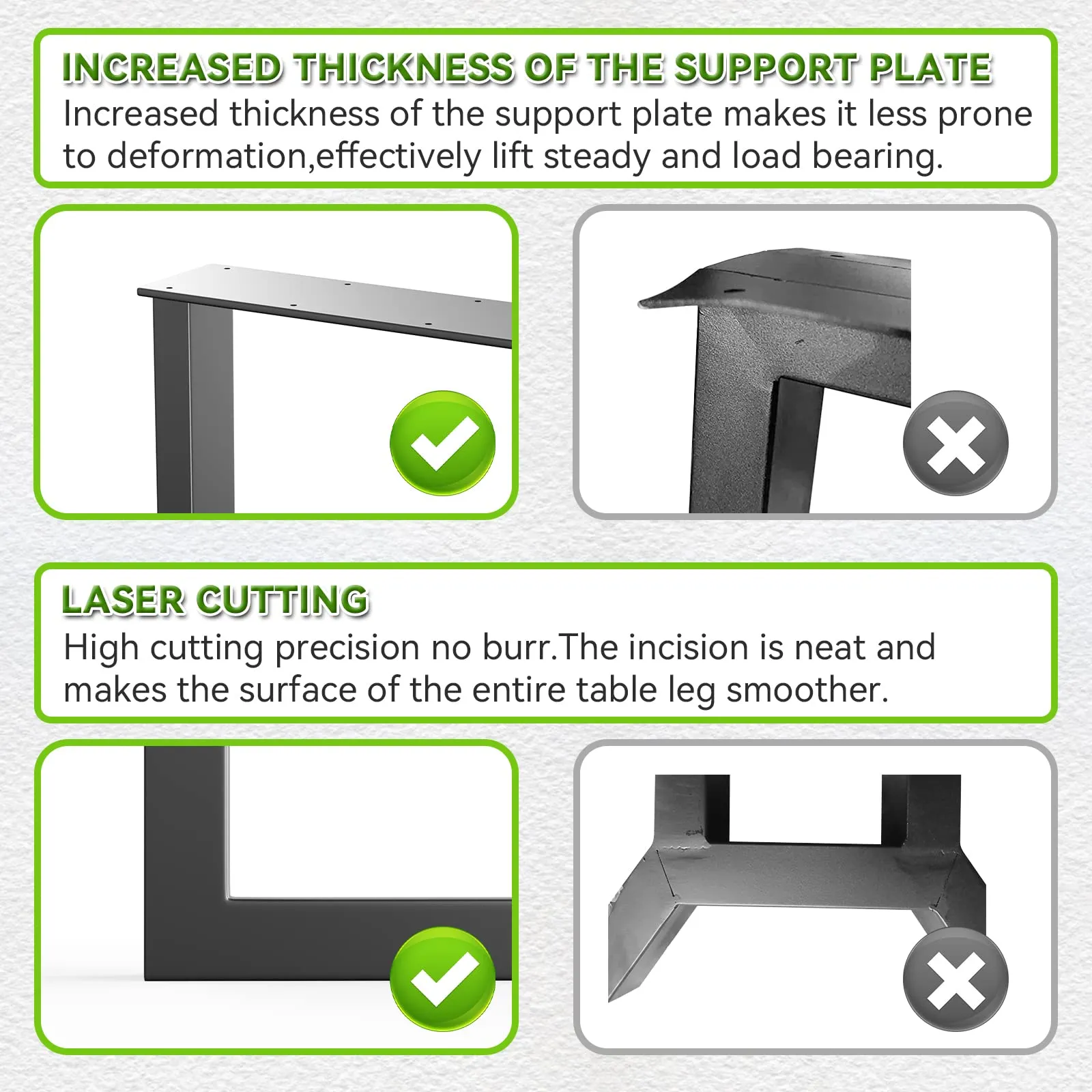 PHWOTAN Metal Table Legs for Table, X-Shaped Industrial Desk Legs 28 Inch, Set of 2 Heavy Duty Furniture Legs for Dining Table, Office Desk, Coffee Table, Console Table(28" H X24 W)