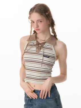 polo collar brown knitted vest
