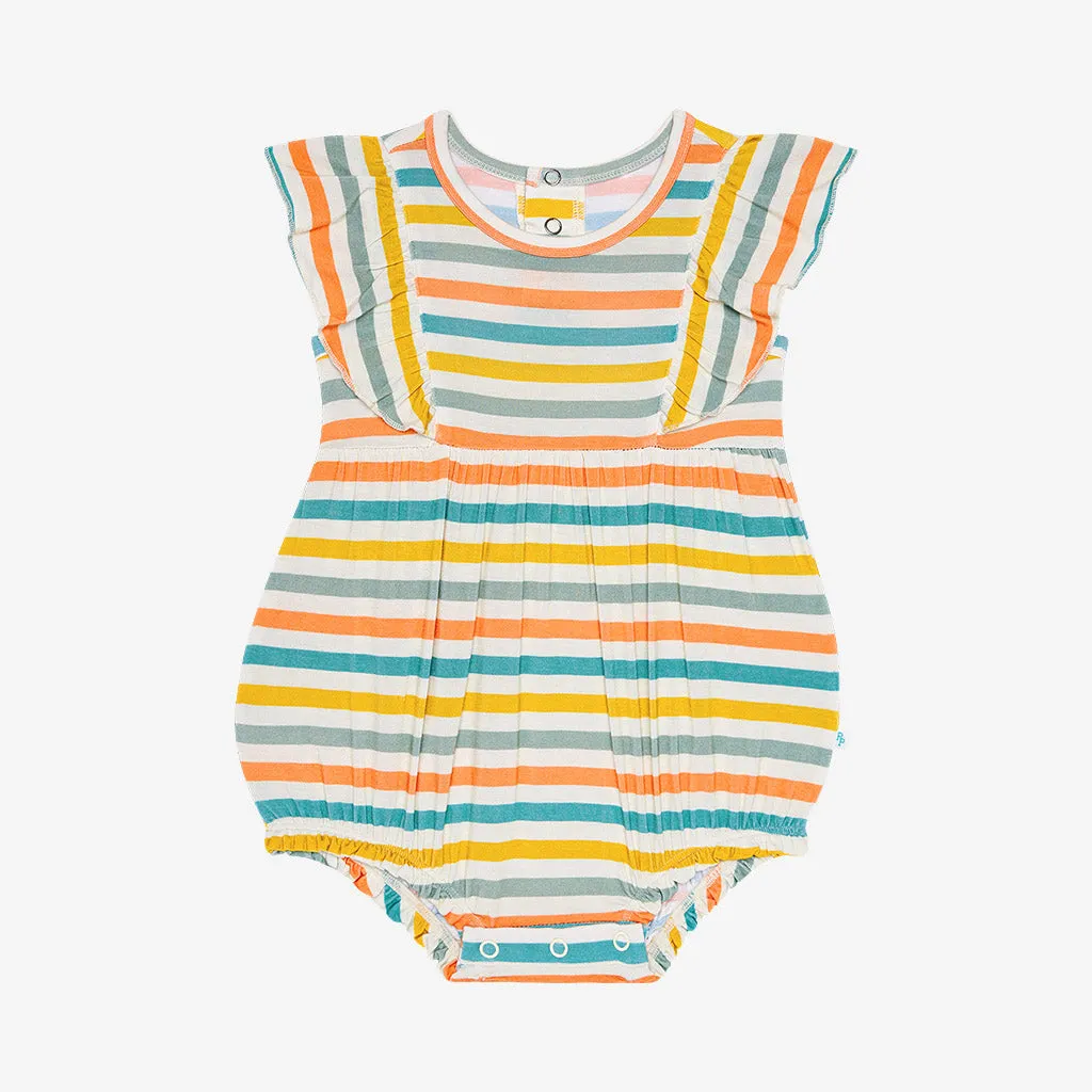 Posh Peanut Flutter Sleeve Bubble Romper - Popsicle Stripe