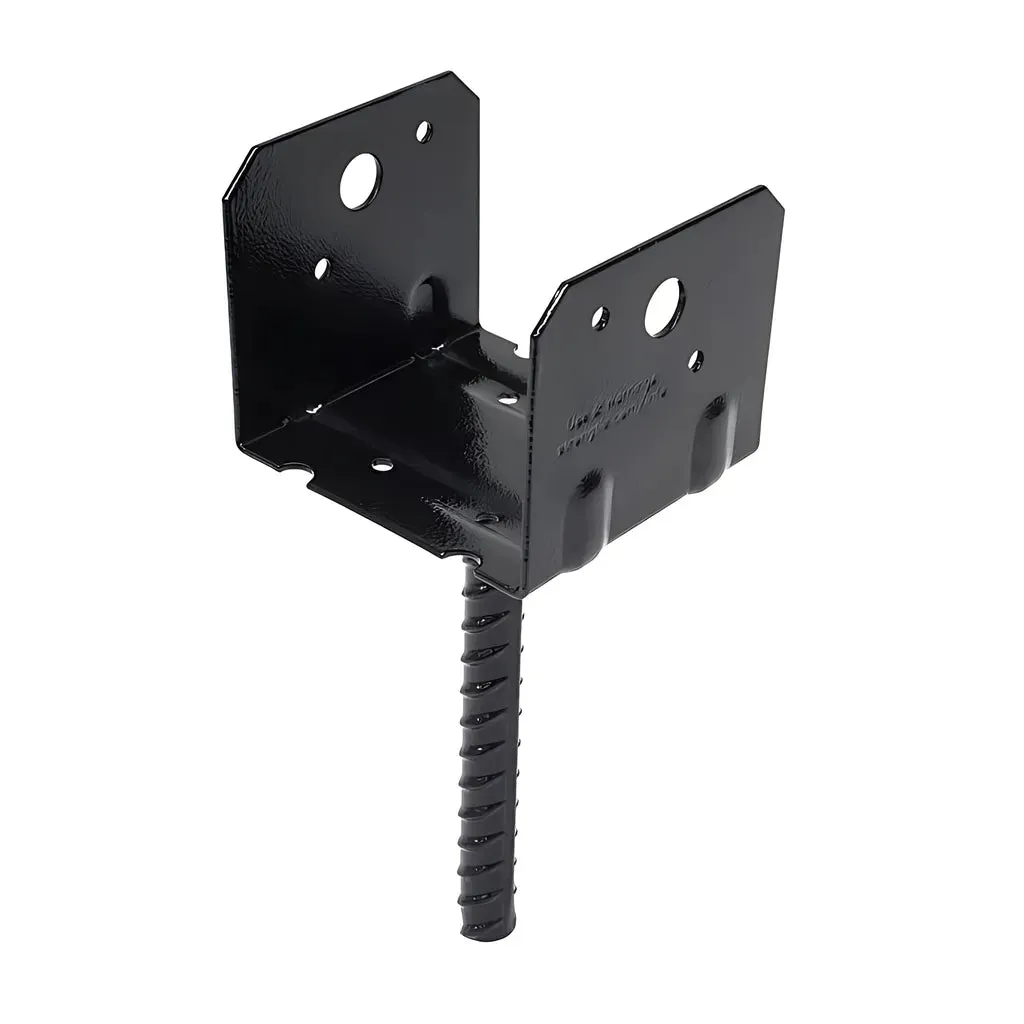 RCPS Black Powder-Coated HDG Rebar Carport Saddle for 4x4 Rough (Pack of 12)