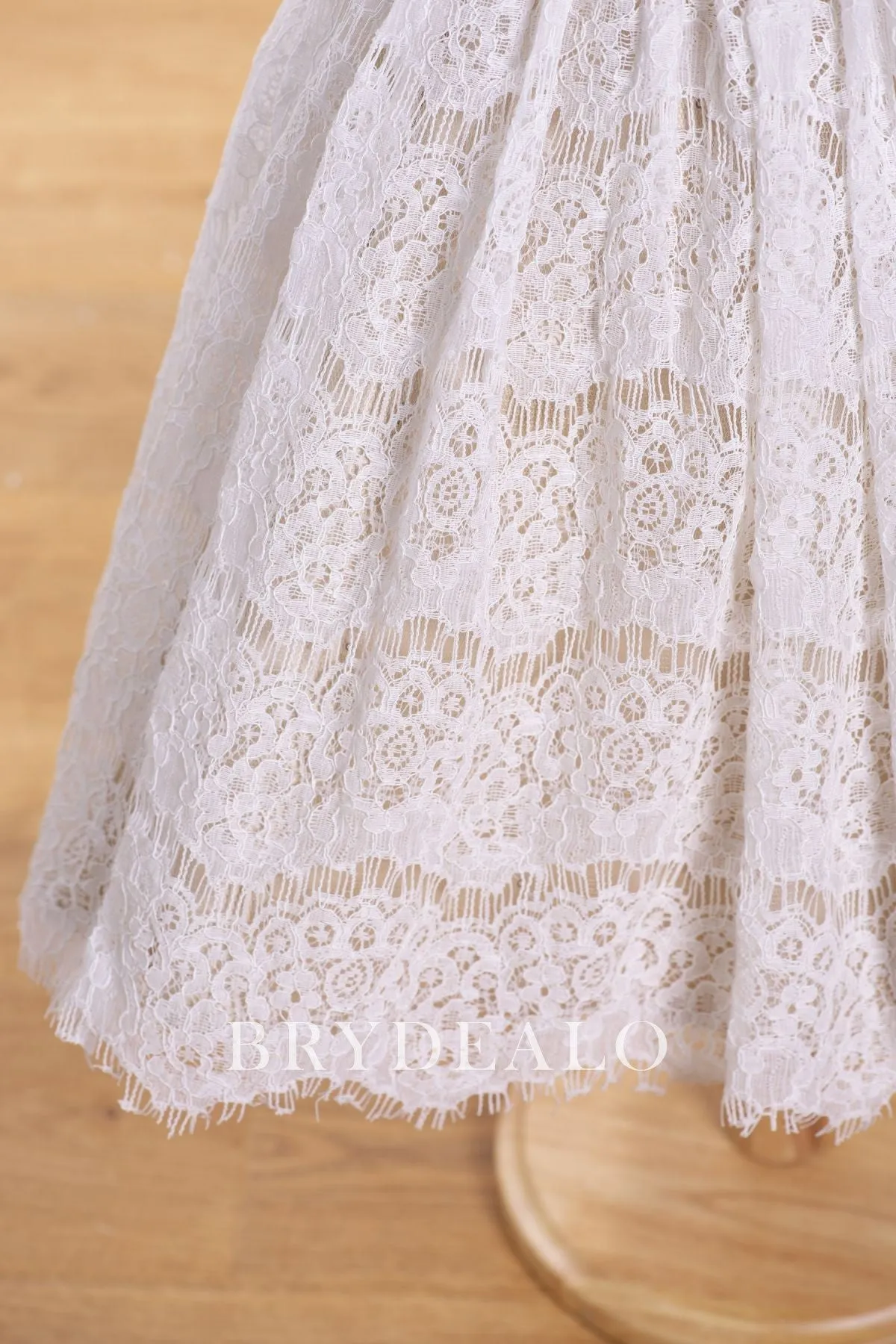 Romantic Lace Overlaid Knee Length Puffy A-line Flower Girl Dress
