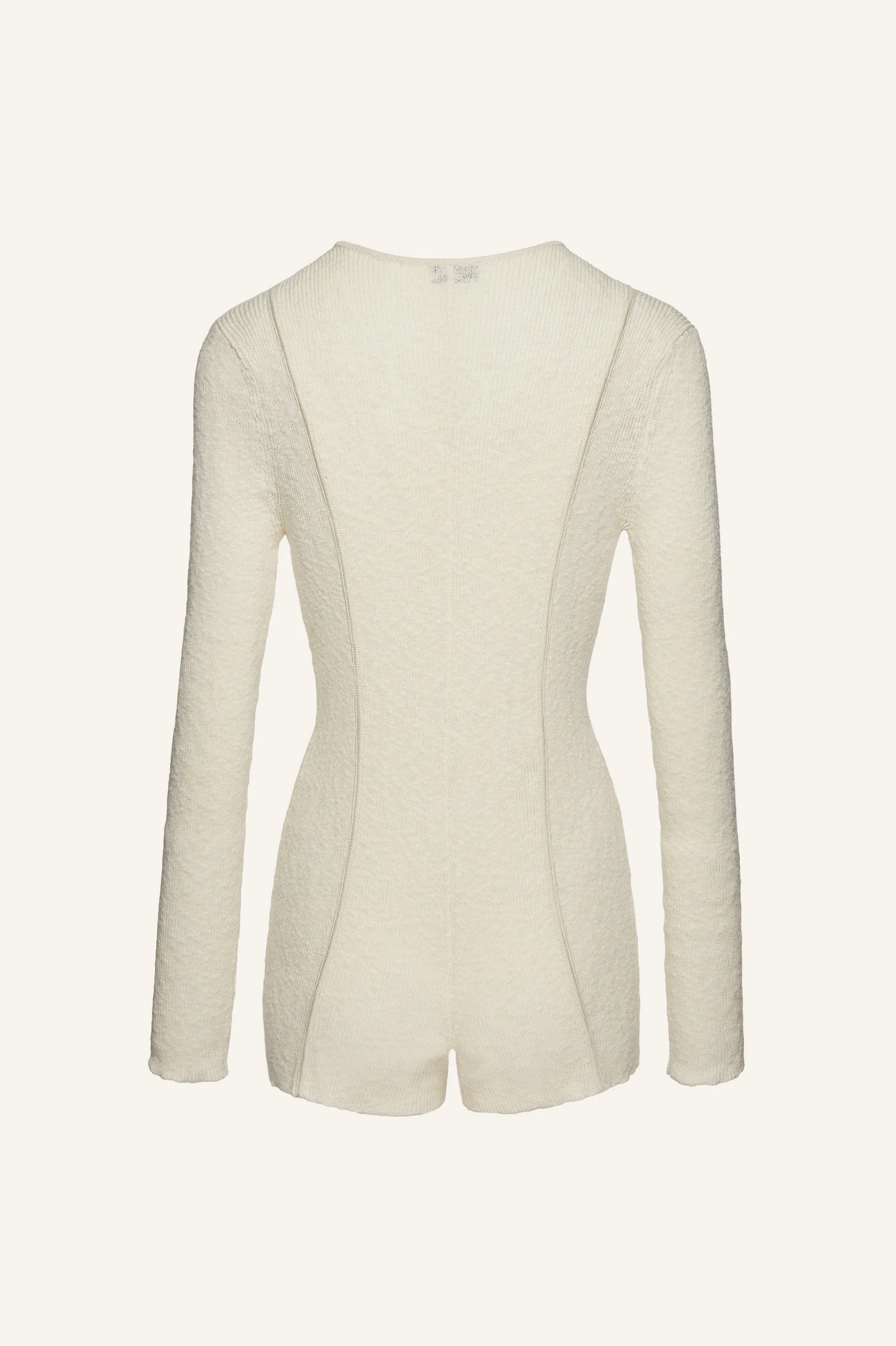 Thin knit romper in cream