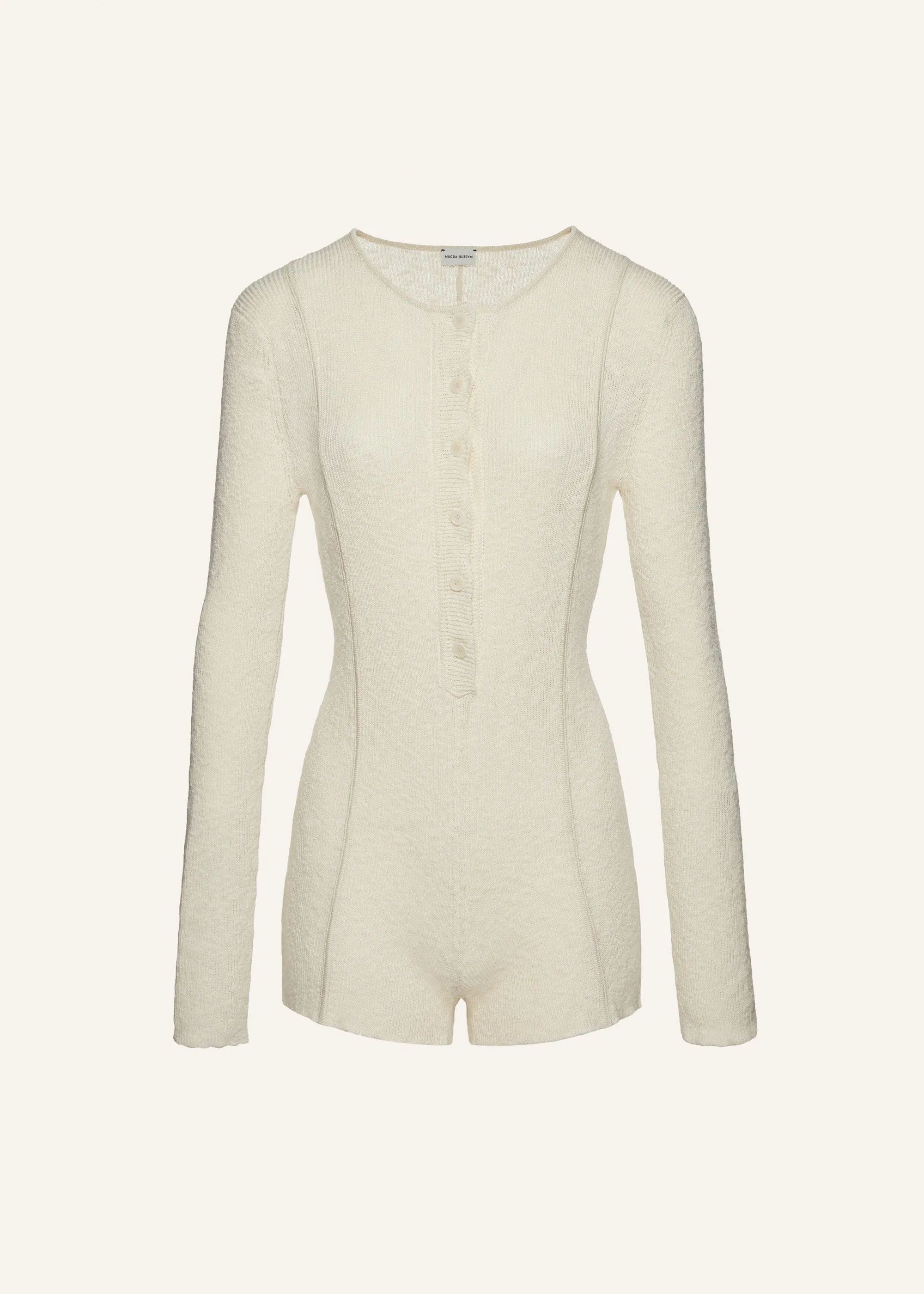 Thin knit romper in cream