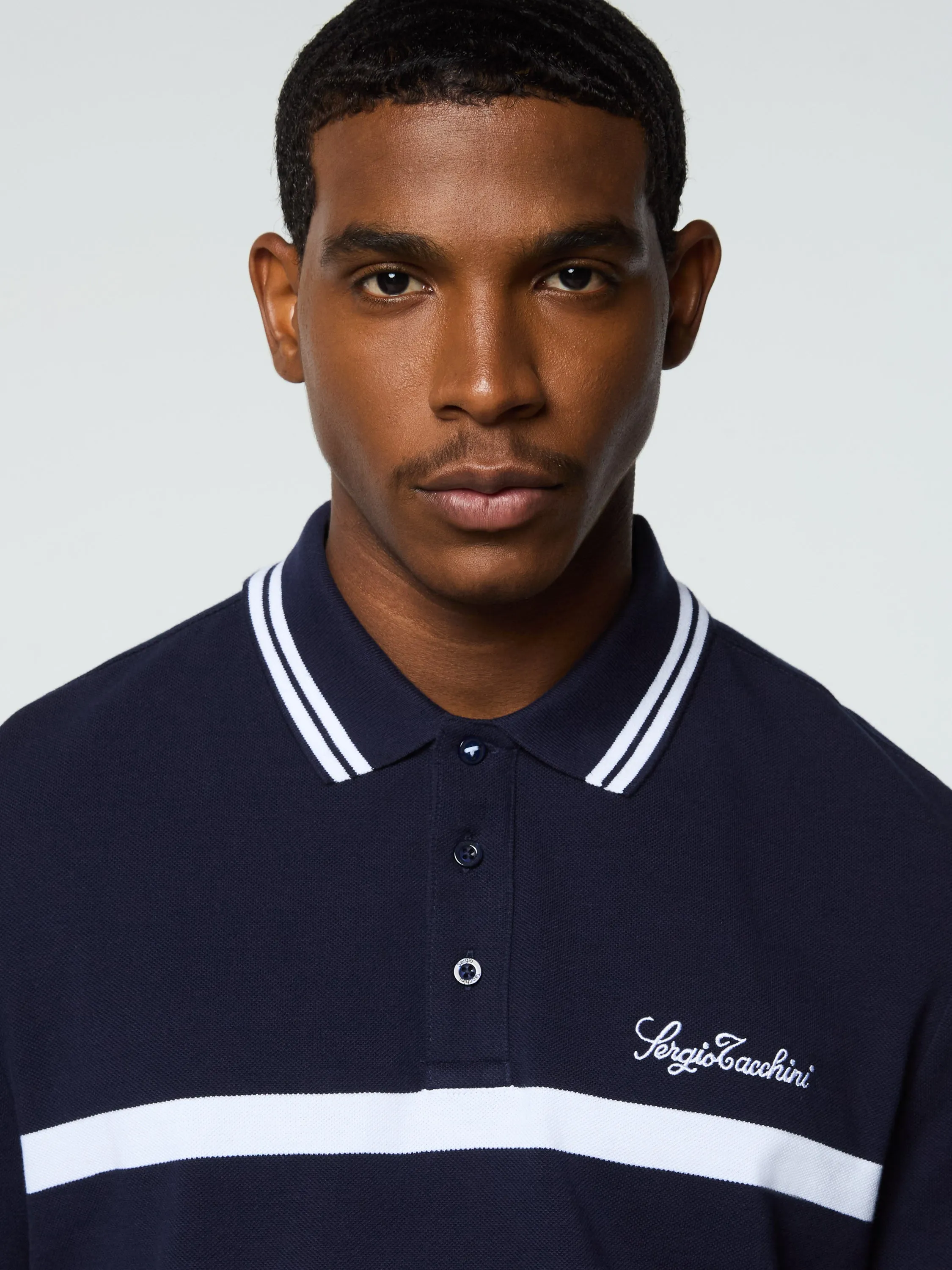 Vieste Stripe Polo- Maritime Blue