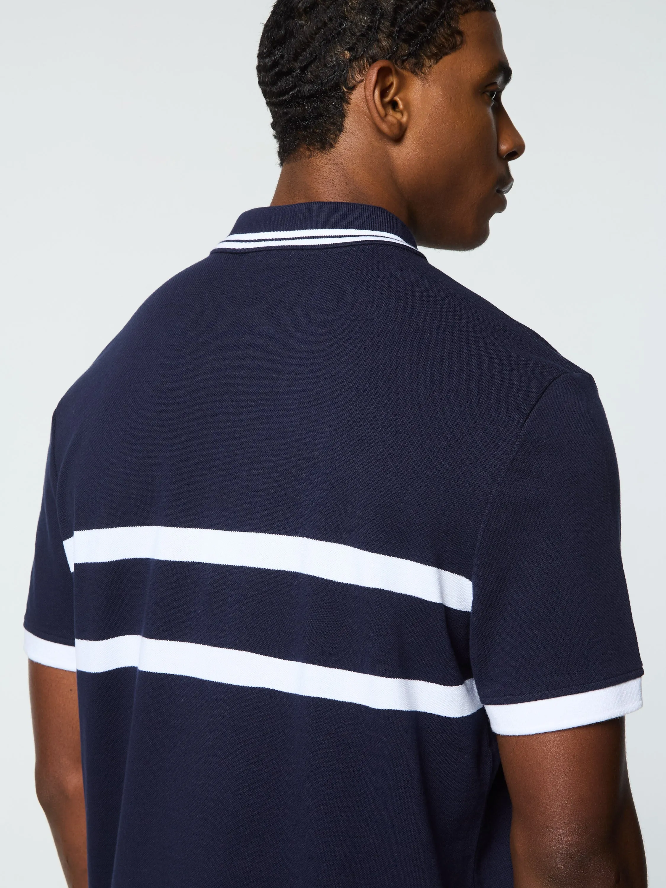 Vieste Stripe Polo- Maritime Blue