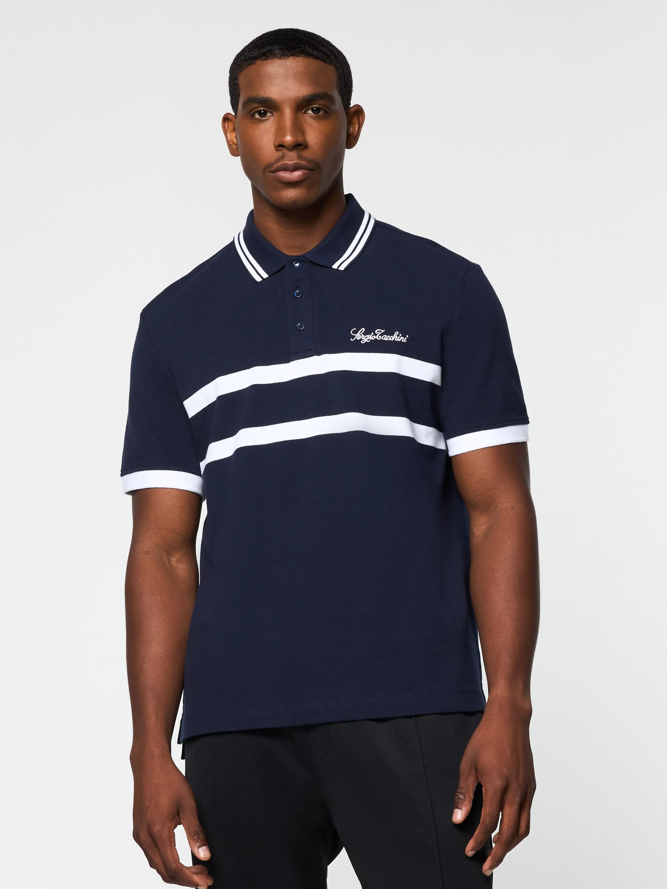 Vieste Stripe Polo- Maritime Blue