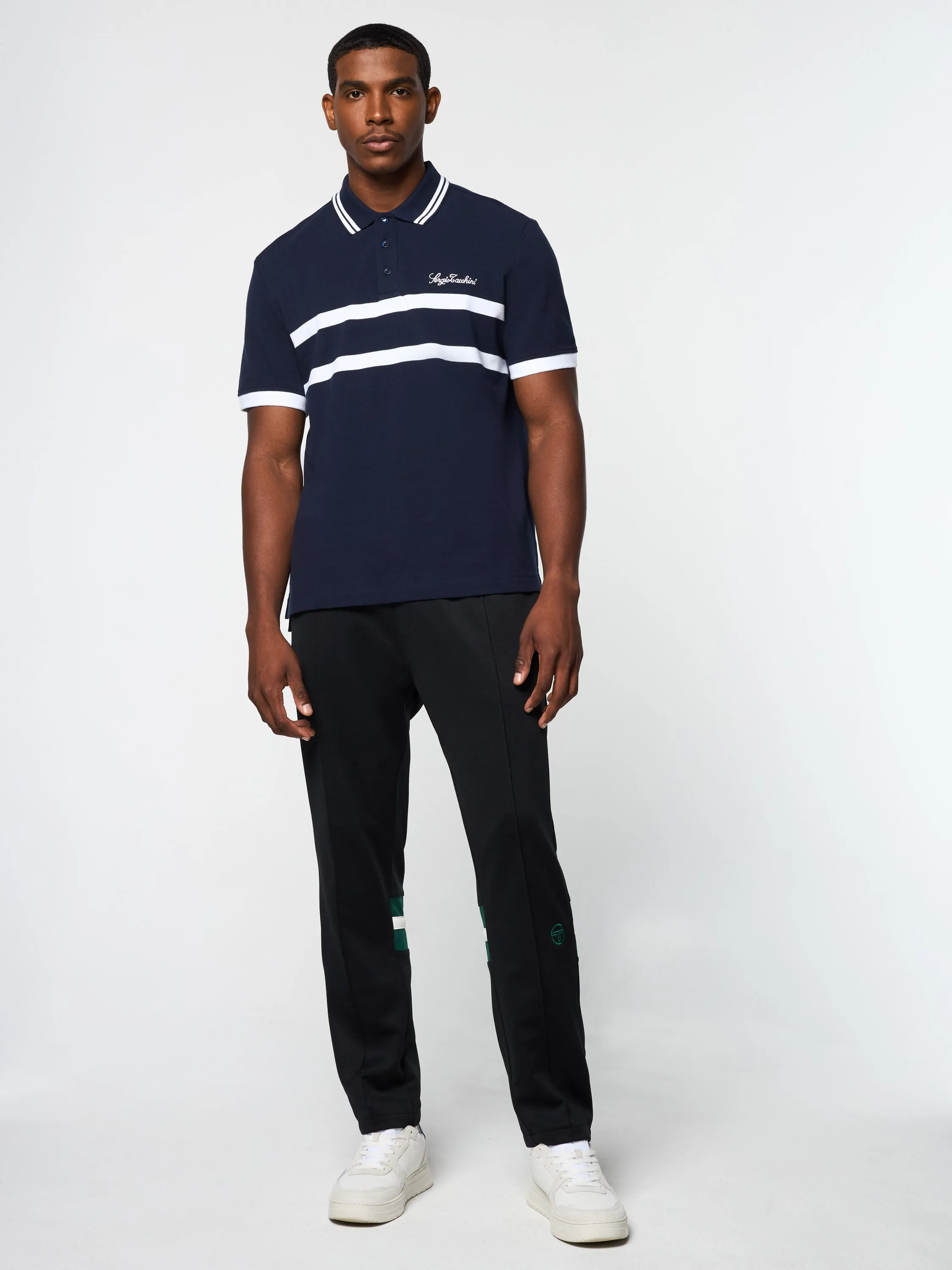 Vieste Stripe Polo- Maritime Blue