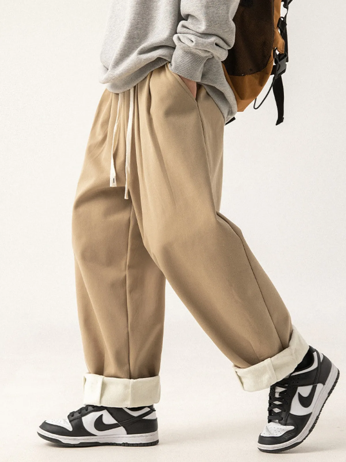 WLS Retro Pleated Loose Thickened Sweatpants