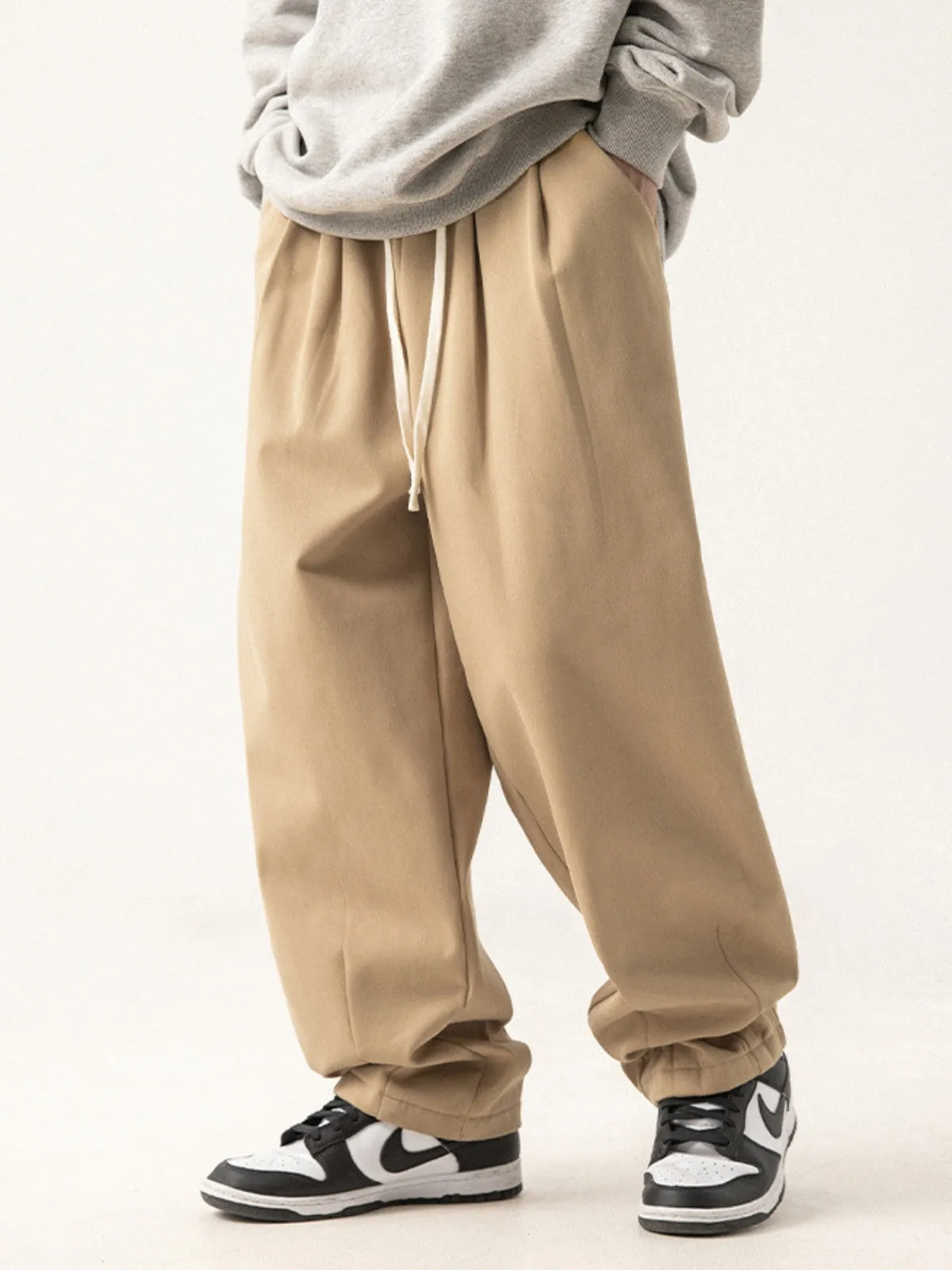 WLS Retro Pleated Loose Thickened Sweatpants